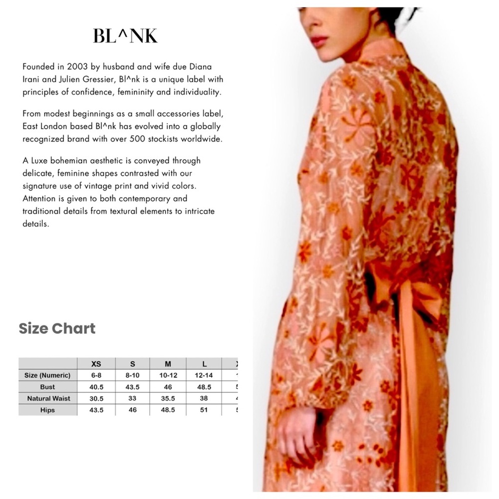BL^NK Laksina Bronze Hand Embroidered Wrap Maxi Size Small NWT - Picture 10 of 10